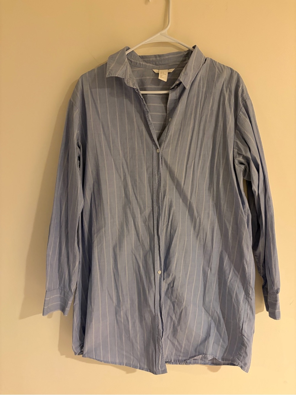 Light Blue Striped Women Boyfriend style oversized shirt